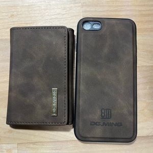 Iphone 7/8 brown leather case with wallet